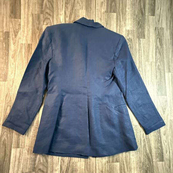 Harris Wallace Navy Blue Blazer Women’s Size 8 Double Breasted Crest Buttons - Picture 2 of 10